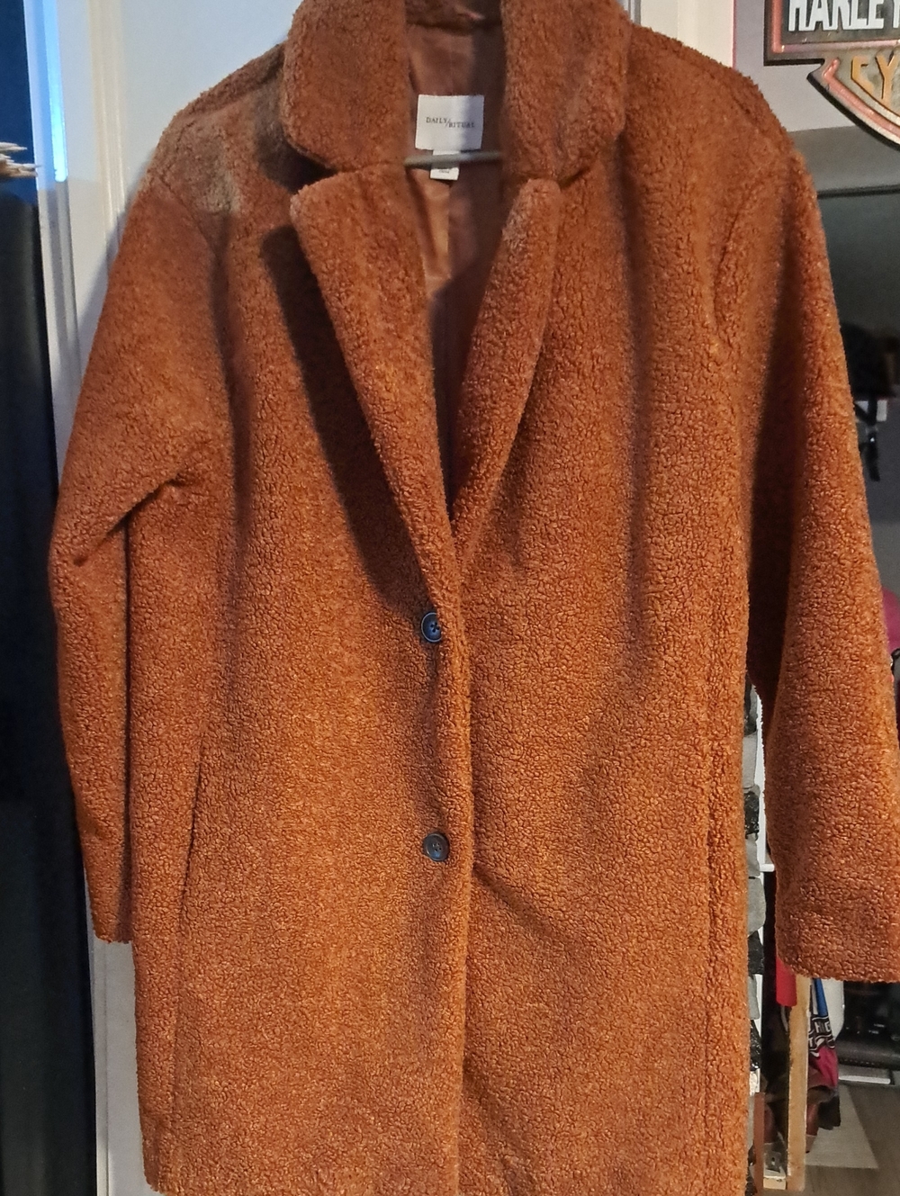 Daily Ritual Women's Burnt Orange Teddy Coat